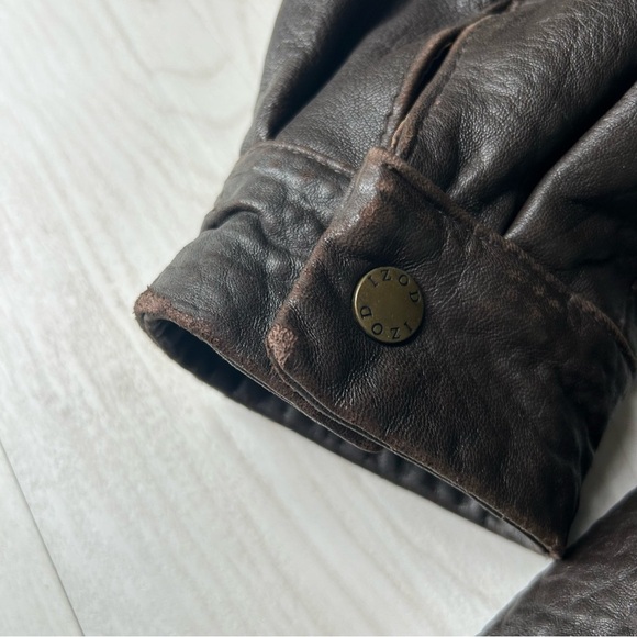 Vintage 90’s IZOD Brown Chocolate 100% Leather Bomber Jacket Overcoat Size XL - Picture 3 of 15